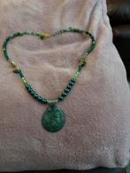 Unieke Ketting met Vintage Hanger, Sieraden, Tassen en Uiterlijk, Kettingen, Verzenden, Zo goed als nieuw, Steen of Mineraal, Met edelsteen