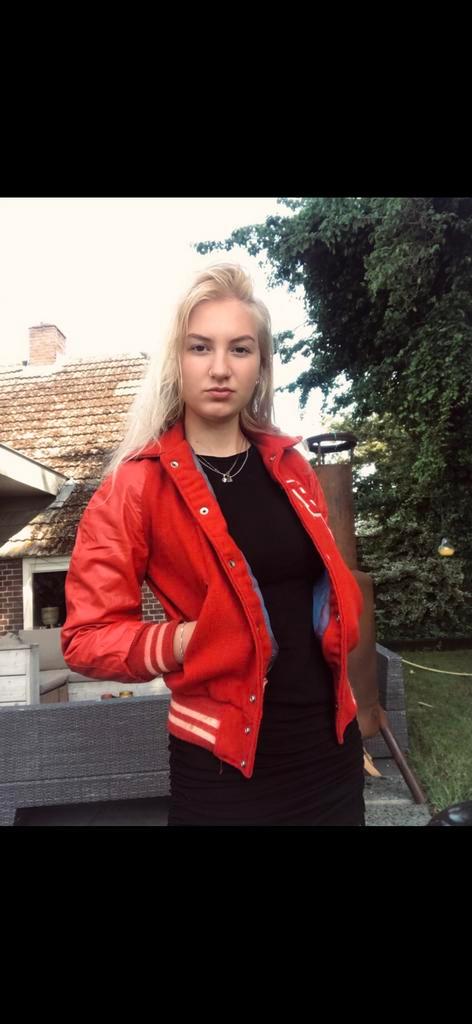 Vintage Amerikaanse Baseball Jack Rood, Kleding | Heren, Jassen | Zomer, Gedragen, Overige maten, Rood, Ophalen of Verzenden