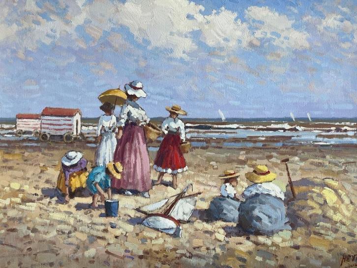 Willem Heytman, strandgezicht, Antiek en Kunst, Kunst | Schilderijen | Klassiek, Ophalen