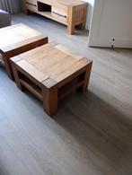Twee eiken salon tafeltjes, Huis en Inrichting, Tafels | Salontafels, Ophalen, 50 tot 100 cm, Vierkant, 50 tot 100 cm