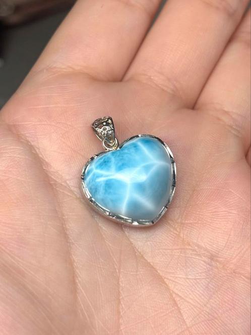 Larimar hanger s925 hoge kwaliteit, Sieraden, Tassen en Uiterlijk, Kettinghangers, Zo goed als nieuw, Zilver, Blauw, Overige voorstellingen
