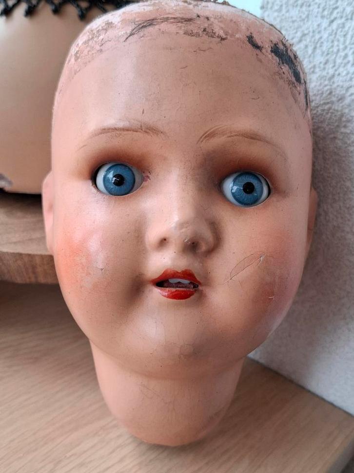 Antiek poppenhoofd, Antiek en Kunst, Curiosa en Brocante, Ophalen of Verzenden