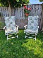 Tuinstoel met 2 kussens, Ophalen, Gebruikt, Hout, Inklapbaar