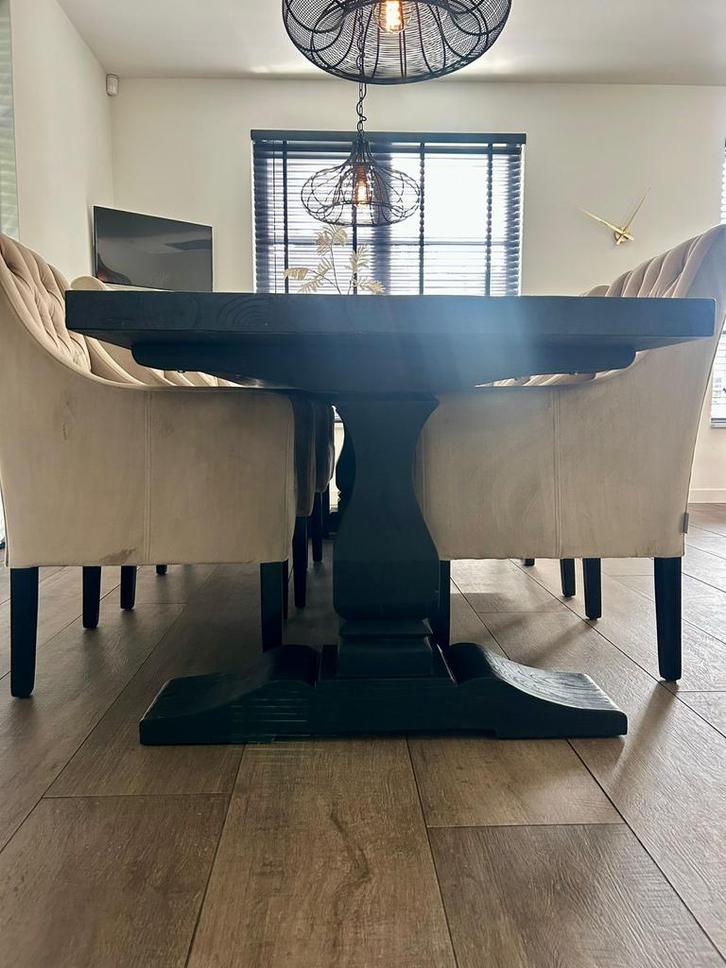 6 stoelen en kloostertafel, Huis en Inrichting, Complete eetkamers, Gebruikt, 4 tot 6 stoelen, Ophalen