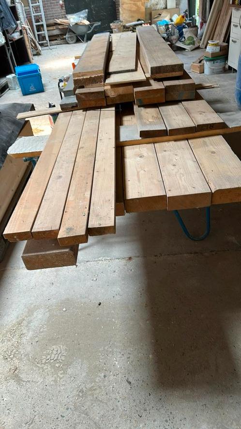 Stapeltje lang vuren hout balkhout c24 sls enz, Doe-het-zelf en Verbouw, Hout en Planken, Zo goed als nieuw, Plank, Vuren, Ophalen