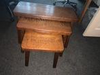 Retro donker eiken mini set, 3 x bijzettafeltje, Ophalen, Minder dan 55 cm, Gebruikt, Retro eiken hout
