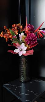 Kleurrijk zijde bloem boeket - Roze, Oranje, Paars, Huis en Inrichting, Ophalen of Verzenden, Nieuw, Binnen