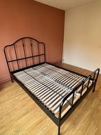 IKEA SAGSTUA bed 140x200 + LONSET lattenbodems, Ophalen, Zwart, Tweepersoons, 140 cm