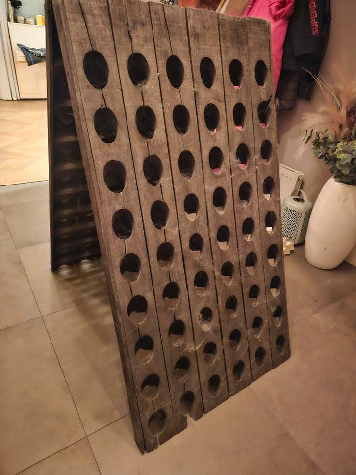 Massief Eiken Champagne Rek, Huis en Inrichting, Woonaccessoires | Wijnrekken, Gebruikt, 75 cm of meer, Hout, 25 flessen of meer