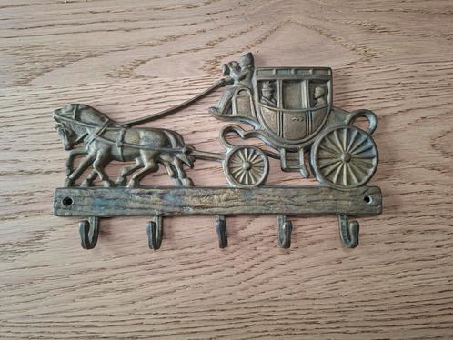Koperen Kapstok met Paard en Koets, Huis en Inrichting, Woonaccessoires | Kapstokken, Gebruikt, Wandhaken, Minder dan 100 cm, Metaal