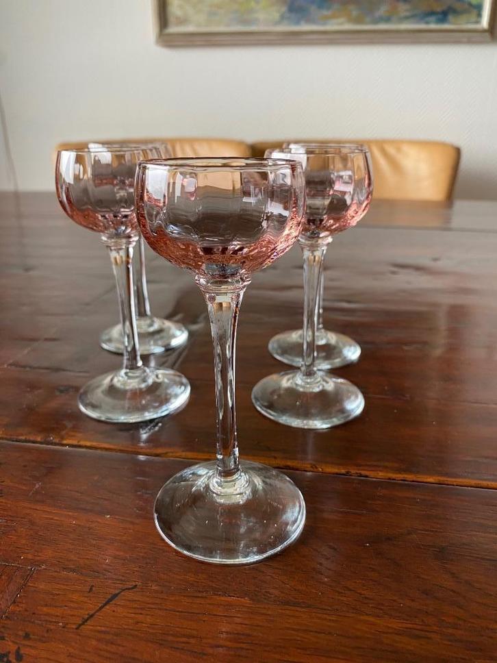 4  antieke likeurglazen, Antiek en Kunst, Antiek | Glas en Kristal, Ophalen of Verzenden