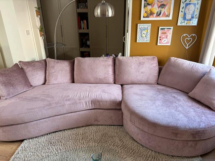 Modulaire hoekbank roze, 1 jaar oud, Huis en Inrichting, Banken | Complete zithoeken, Zo goed als nieuw, Stof, Ophalen