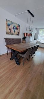 Taupe Eetkamerbank + 3 stoelen, Huis en Inrichting, Ophalen, Gebruikt