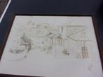 schets huizen, Minder dan 50 cm, Ophalen of Verzenden, Zo goed als nieuw, Schilderij