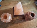 Zout piramide en 2 zout kristallen waxinelichthouders, Ophalen of Verzenden