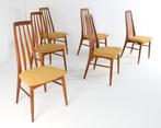 Set 6 Niels Koefoed Eva stoelen vintage Deens gestoffeerd, Huis en Inrichting, Stoelen, Hout, -, Vintage, Ophalen of Verzenden