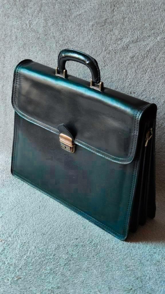 TOPSTAAT Leren aktetas, schooltas, laptoptas 40x30cm, Computers en Software, Laptoptassen, Zo goed als nieuw, Aktetas, Ophalen of Verzenden