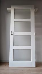Stompe binnendeur met hendel en scharnieren, Doe-het-zelf en Verbouw, Deuren en Horren, Ophalen, Gebruikt, Binnendeur, 200 tot 215 cm