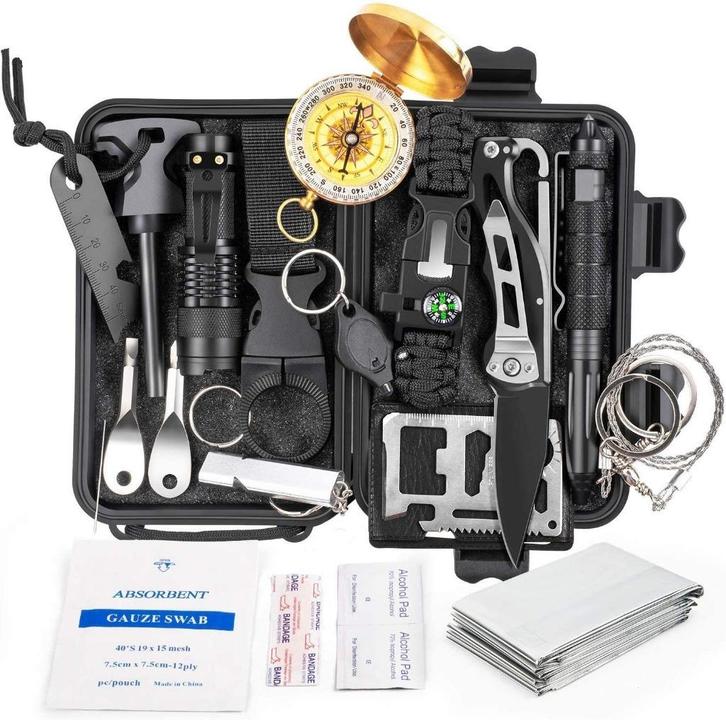 Survivalkoffer / Compleet 18 onderdelen / EHBO / Waterdicht, Caravans en Kamperen, Kampeeraccessoires, Nieuw, Ophalen of Verzenden
