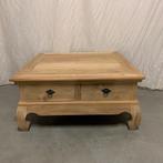 Opium salontafel - teak - 90 x 90 cm - 2 lades - TTM Wonen, 50 tot 100 cm, Teakhout, Nieuw, Landelijk