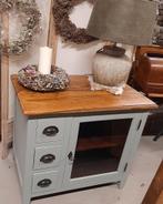 Landelijk buffetkastje, vitrinekastje, theekastje, kast, Ophalen, Landelijk, sober, stoer, vintage, Teakhout, 50 tot 100 cm