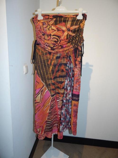 Legatte lange rok gesmockte band taille warme tinten 3/40, Kleding | Dames, Rokken, Zo goed als nieuw, Maat 38/40 (M), Overige kleuren