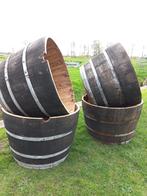 Eikenhouten Bloembak Houten Plantenbak Biervat Vat 135L, Nieuw, Rond, Minder dan 60 cm, Hout