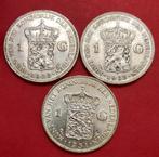 3 guldens 1922, 1923 en 1931, Zfr., Setje, Zilver, Koningin Wilhelmina, 1 gulden