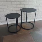 Zwarte, ijzeren, salontafelset, Ophalen, 50 tot 100 cm, Rond, 50 tot 100 cm