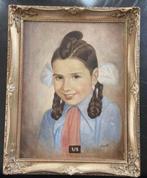 antiek portret schilderij meisje bijzondere haartooi, Antiek en Kunst, Kunst | Schilderijen | Klassiek, Ophalen