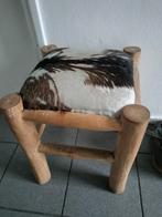 Echt leer krukje, Ophalen of Verzenden, Gebruikt, Hout