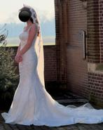Elegante ivoor-witte trouwjurk met kant & steentjes mt 36/38, Ophalen of Verzenden, Zo goed als nieuw, Wit, Trouwjurk