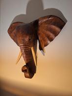 houten olifantenkop koloniaal teak, Ophalen, Zo goed als nieuw