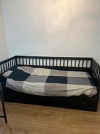 Eenpersoons bed incl matras met 2 lades (zwart), Gebruikt, 85 tot 100 cm, Ophalen, Matras