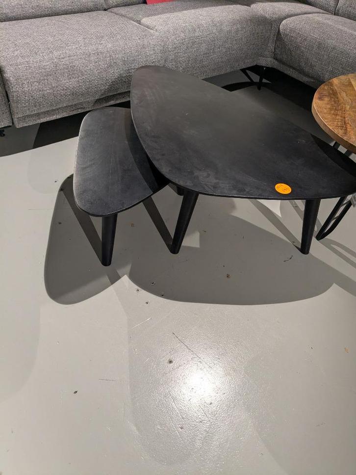 ZWART BIJZETTAFEL SETJE VOOR SPOTPRIJS, Huis en Inrichting, Tafels | Bijzettafels, Nieuw, Ovaal, 45 tot 60 cm, 55 tot 75 cm, Hout