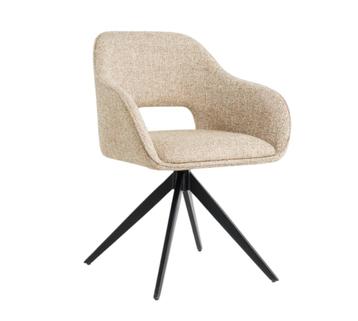 Luxe eetkamerstoelen beige grof geweven stof beschikbaar voor biedingen