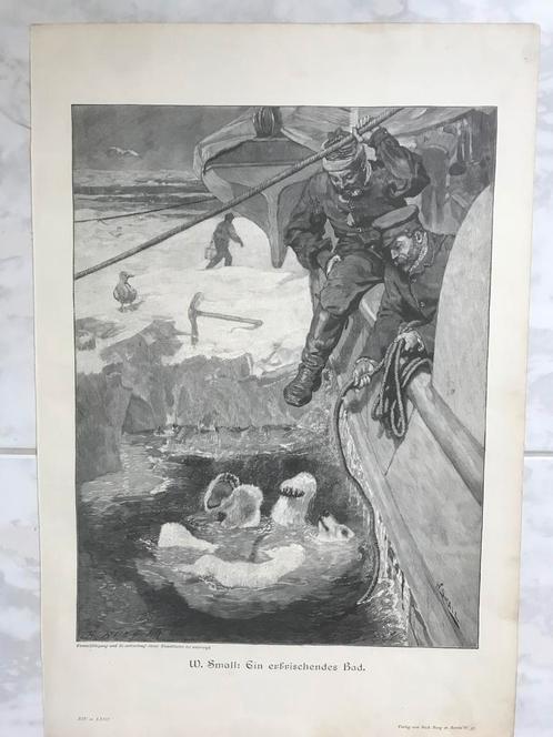 W. Small: Ein erfrischendes Bad, 1880, or.gravure, 31x23cm., Antiek en Kunst, Kunst | Etsen en Gravures, Ophalen of Verzenden
