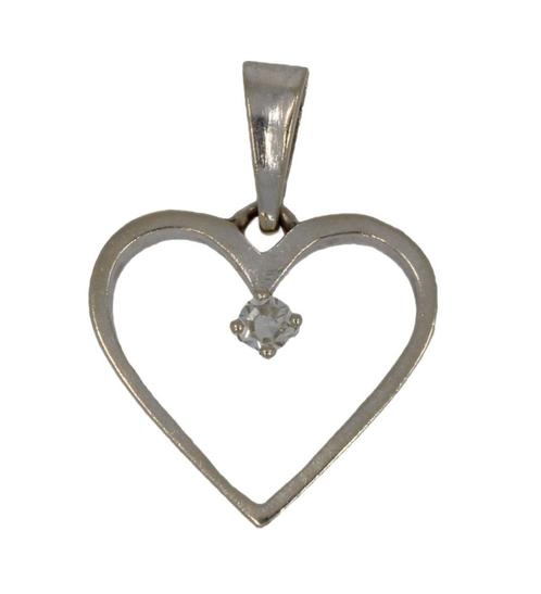 Diamant hart 14 karaats witgouden ketting hanger dame liefde, Sieraden, Tassen en Uiterlijk, Kettinghangers, Zo goed als nieuw