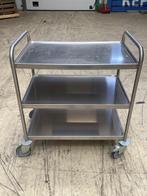RVS Serveerwagen – 3 bladen – 52  82 cm, Horecabenodigdheden