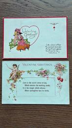 Valentine. 2 reliëfkaarten Cupido, engel,bloemen,hartjes etc, Verzamelen, Ansichtkaarten | Themakaarten, Ophalen of Verzenden