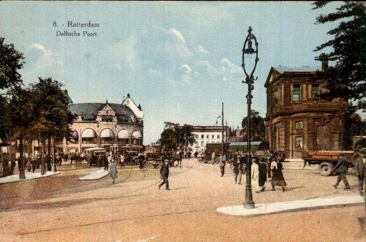 Rotterdam - Delftsche Poort - Tram, Verzamelen, Ansichtkaarten | Nederland, Gelopen, Zuid-Holland, Voor 1920, Ophalen of Verzenden