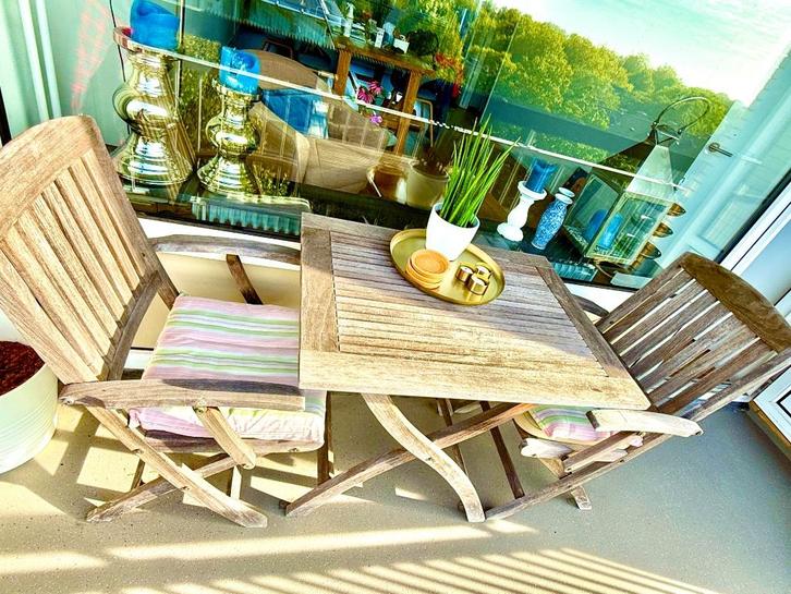 Mooie Teakhouten tuinset van het merk, Tuin en Terras, Tuinsets en Loungesets, Gebruikt, Tuinset, Teakhout, 2 zitplaatsen, Eettafel