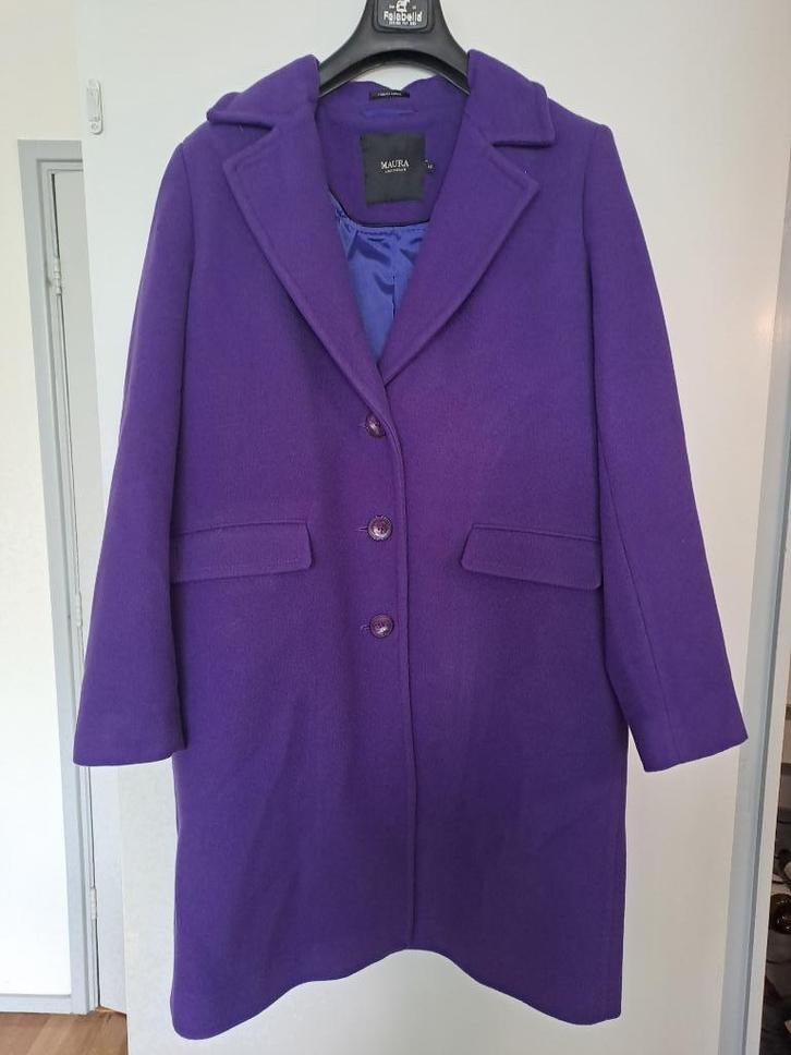 dames mantel paars maat 42, Kleding | Dames, Jassen | Winter, Zo goed als nieuw, Maat 42/44 (L), Paars, Verzenden