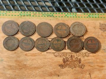 Lot van 11 stuks diverse Russische Cu-kopeken 1889 tot 1913 beschikbaar voor biedingen