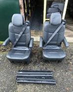 Mooi setje zwart leren camperstoelen 3p gordels armsteunen, Auto-onderdelen, Ophalen of Verzenden, Gebruikt