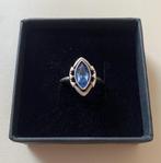 Vintage 925 zilveren ring met blauwe steen mt 16, Sieraden, Tassen en Uiterlijk, Ringen, Blauw, Gebruikt, Ophalen of Verzenden