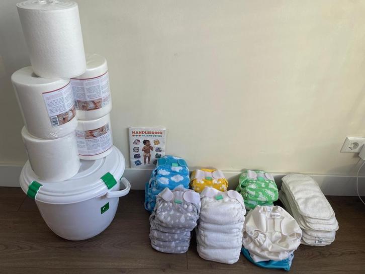 Groot pakket wasbare luiers maat 1 & 2 + accessoires, Kinderen en Baby's, Badjes en Verzorging, Gebruikt, Overige typen, Overige merken