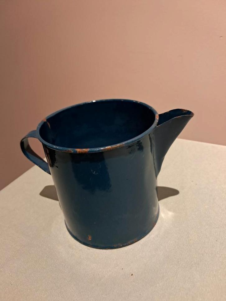 Vintage Emaille Kannetje - Petrol Blauw, Antiek en Kunst, Antiek | Emaille, Ophalen of Verzenden