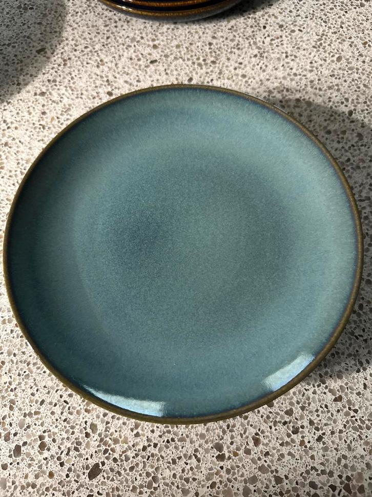 IKEA Gladelig Borden Zeegroen - 4 stuks, Huis en Inrichting, Keuken | Servies, Zo goed als nieuw, Bord(en), Effen, Aardewerk, Ophalen of Verzenden