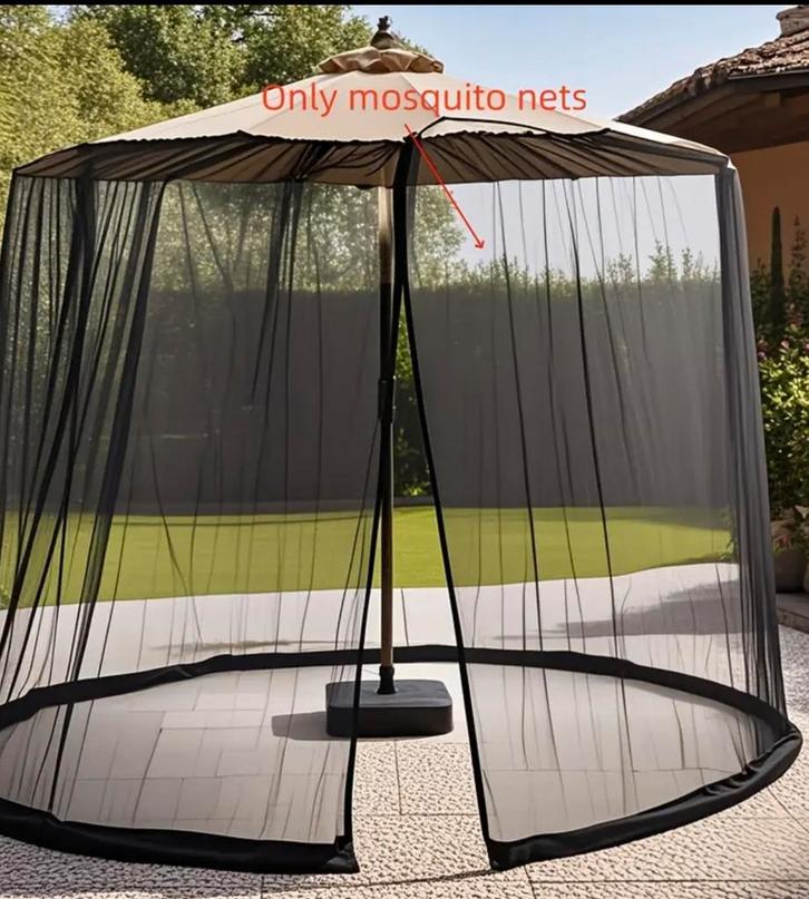 Parasol Klamboe - Houd insecten buiten!, Tuin en Terras, Schaduwdoeken, Zo goed als nieuw, Ophalen of Verzenden